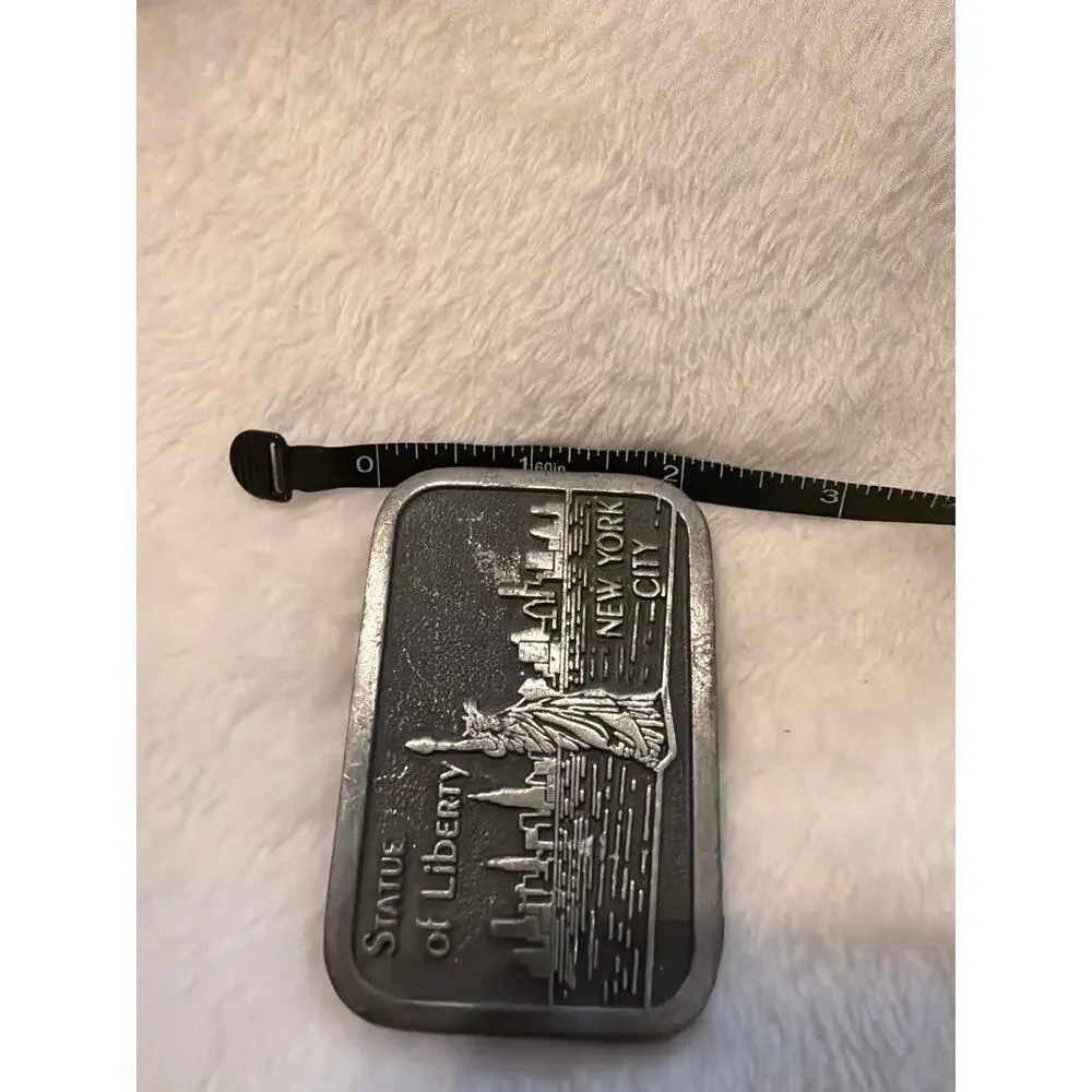 Vintage Statue of Liberty New York City Pewter Tone Belt Buckle Souvenir USA